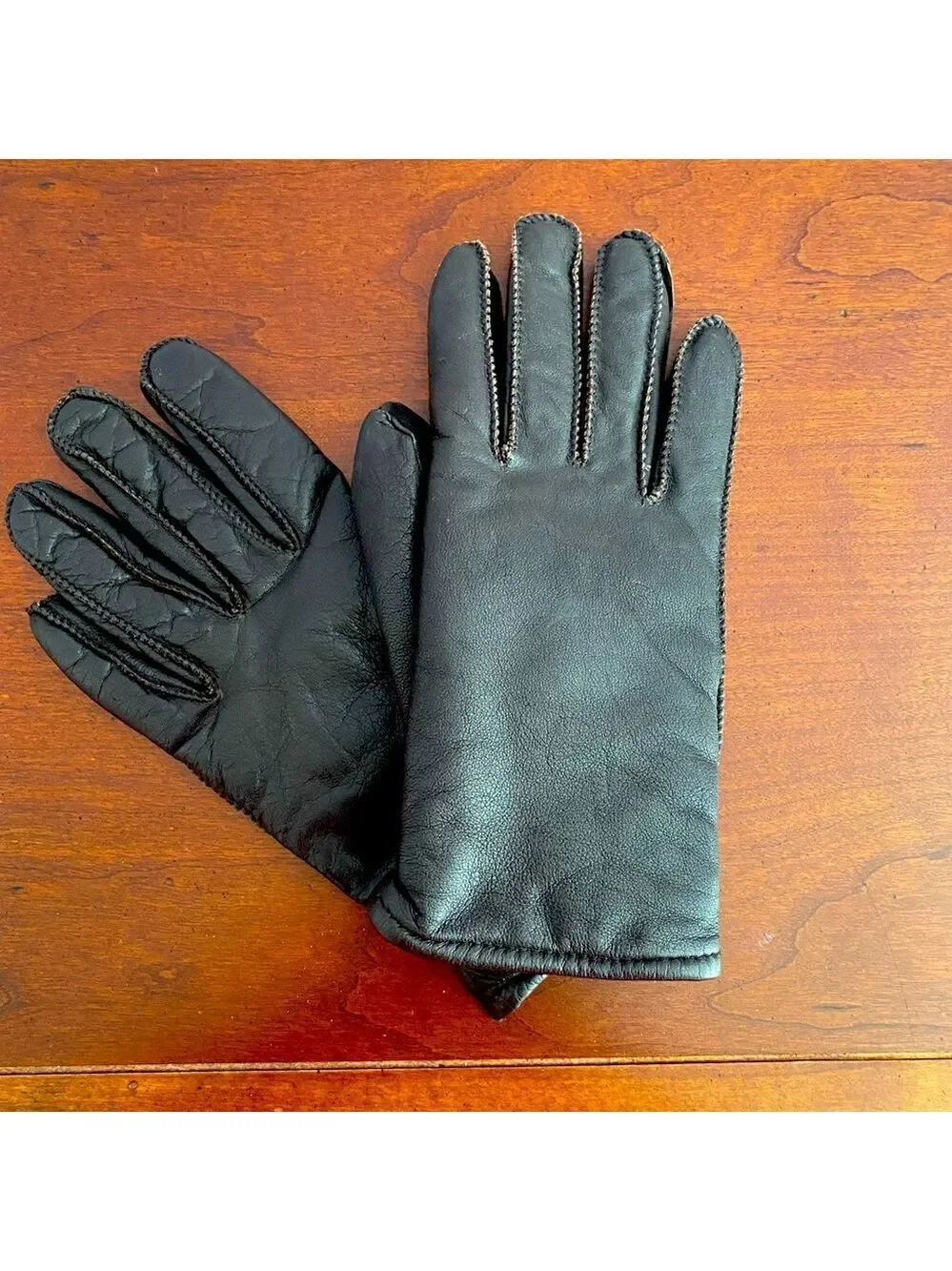 Rubin Black Cow Grain Leather Gloves Medium | Thinsulate Lined | Winter Warm
